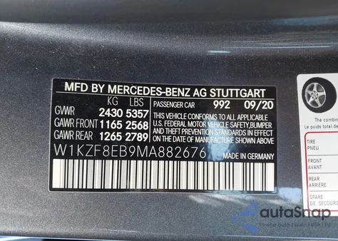 2021 Mercedes-Benz E 350 4Matic from USA, damaged, VIN W1KZF8EB9MA882676